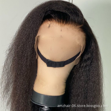 Kinky Straight Hd Lace Frontal Wig Pre Plucked Raw Yaki Brazilian Virgin Human Hair Cheap Transparent Full Lace Front Wig Vendor